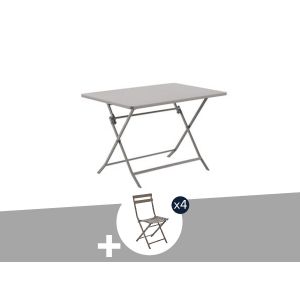 Table De Jardin Rectangle Greensboro 110 X 70 Cm Caf&eacute; Avec 4 Chaises - Hesp&eacute;ride - Neuf