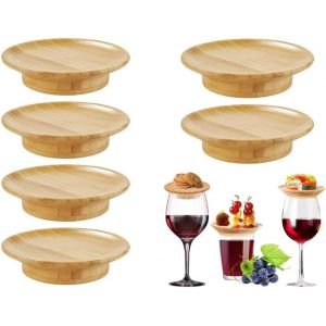 Couvercles De Verre &Agrave; Vin En Bois Avec Plateau - Neuf
