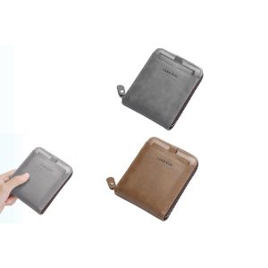 Lot de 2 portefeuilles &agrave; deux volets avec protection RFID pour homme, porte-cartes de cr&eacute;dit et poche zipp&eacute;e - Neuf