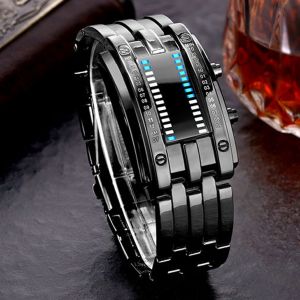 Montre NuméRique Led Bleue à Matrice Binaire Pour Hommes Et Femmes, Classique, à La Mode, Technologie Future, Montre Binaire - Neuf