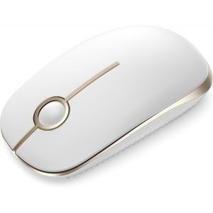 KALANKA-Souris sans fil 2,4 G avec 1600 DPI pour PC/ordinateur portable/MacBook/Linux, 3 boutons silencieux, pour droitiers et gauchers, autonomie de 18 mois (blanc et doré) - Neuf