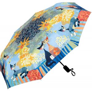 Parapluie De Poche Ouverture Automatique R&eacute;sistant Au Vent Pliant Rosina Wachtmeister: Dolce Vita Mini Art Chat - Neuf
