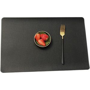 Sjzg-Lot De 2 Sets De Table 45 X 30 Cm En Pvc Et Cuir Synth&eacute;tique Antid&eacute;rapant Lavable Sets De Table R&eacute;sistants &Agrave; La Chaleur Double Face Pour Cuisine Table &Agrave; Manger Noir A - Neuf