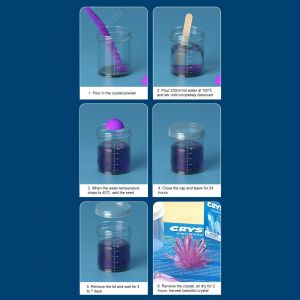 1set Crystal Growth Experiment Exercice S&ucirc;r Capacit&eacute; De R&eacute;flexion Kit De Croissance De Cristaux En Plastique Jouet Pour Home_Red - Neuf