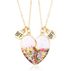 Asas-Ajunlkvdr Collier Amitié,Collier Amitié Pour 2 Fille,Collier D'amitié Pour 2,Forme De Coeur,D'anniversaire Amitie Collier,Mignon Pour Cadeaux,Meilleure Amie Cadeau,Amitier Colier Femme - Neuf