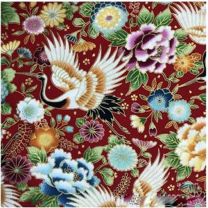 100 X 150 Cm-Tissu En Coton De Style Japonais-Vendu Au Mètre-Imprimé Multicolore-Avec Éventail De Fleurs-Grue Volante-Tissu En Coton-Tissu De Matelassage-Pour Couture, - Neuf