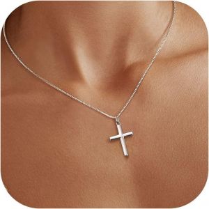 Trahoo-Croix Chrétienne,Collier Femme Avec Pendentif Croix En Argent Sterling 925 Collier Croix Classique Réglable Chaîne Croix Pour Femme Et Homme Cadeau De Bijoux En Argent Sterling - Neuf
