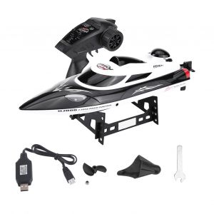 RC 2,4 GHz télécommande 4 canaux mini bateau de course modèle enfants jouet véhicule bateau (noir) - Neuf