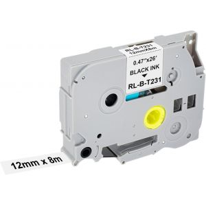 Compatible avec Brother TZe-231 P Touch Ruban pour Brother P-Touch 12 mm TZ TZE Ruban laminé blanc pour P-Touch PT-H100R PT-H105 PT-H100LB PT-H110 H107B PT-D400 PT-1000 - Neuf