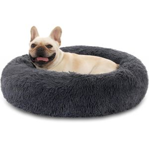 Panier Pour Chien Donut C&acirc;lin Peluche Moelleuse En Fausse Fourrure Coussin Lit Pour Chien Et Chat, R&eacute;chauffant Confortable Doux Lit Pour Animal Avec Fond Antid&eacute;rapant Et R&eacute;sistant &Agrave; L'eau &Oslash;70cm - Neuf