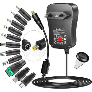 41W Ac/Dc Universal Adapter 24V / 20V / 18V / 15V / 12V / 9V / 6V Chargeur Transformateur D'Alimentation Avec 11 Pointes Contient Des Fiches Usb-C, Pour L'&Eacute;lectronique Domestique, 2000Ma Max - Neuf