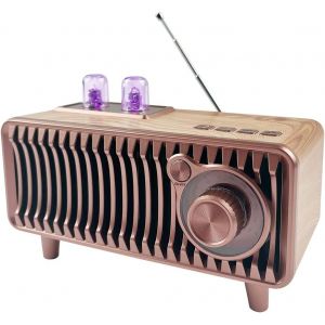 Radio Bluetooth Rétro, En Bois De Noyer, Avec Radio Fm Vintage, 20W Enceinte Portable Avec Fonction Lecteur De Musique U Disk/Tf Card/Aux Pour La Maison Et Le Bureau. (Couleur Noyer) - Neuf