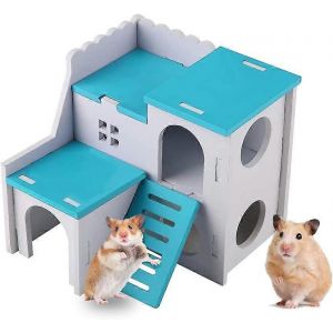 Maison De Hamster En Bois Cabane De Cachette Pour Petits Animaux Équipée D'une Échelle Cabane À Deux Étages Pour Hamster Velu - Neuf