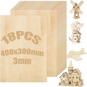 Lot de 10 Feuilles de Contreplaque A3 Plaque de Bois Naturel, 420 &times; 300 &times; 3 mm Feuilles de Bois, Minces de Bois Pour Bricolage Artisanate en Bois Mod&egrave;les et Peintures - Neuf
