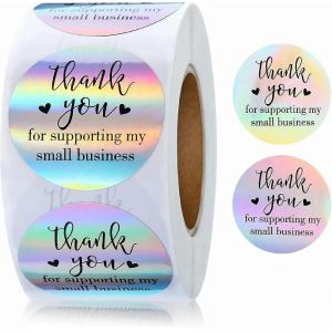 500 Pi&egrave;ces 1.5' Merci De Soutenir Ma Petite Entreprise Autocollants Autocollants En Rouleau Autocollants Holographiques Adh&eacute;sifs - Neuf