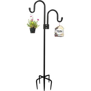 Mevronisshop-Crochets De Berger Pour Jardin,193cm Double Crochet De Jardin,5 Brochs,M&eacute;tal Pour Mangeoire Oiseaux Exterieur, Pour Nichoirs, Lumi&egrave;res De No&euml;l, Boules De Fleurs, Plantes Et D&eacute;corations D - Neuf