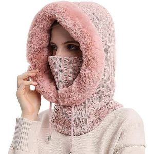 Femmes Hiver Bonnet Chapeaux Une Pièce Polaire Doublé Tricot Cagoules Masque Ensemble Crâne Cou Cercle Écharpe Ski - Neuf