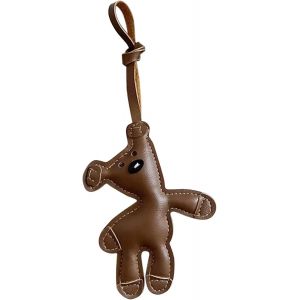 KAL-Porte-Cl&eacute;s Ours, Mignon Porte-Sac Amusant, Porte-Bonheur En Cuir Pu Pour Sacs, Cl&eacute;s, Enfants Et Dames (Marron, 7,5 X 11,5 Cm) - Neuf