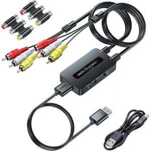 Lot De 2 Convertisseurs Rca Vers Hdmi Avec Interrupteur Ouptut 720P/1080P, Deux Rca En Un Hdmi Convertisseur, Double Ports Av Composite Vers Hdmi Compatible Avec Vhs/Dvd/Stb/N64/Ps2/Wii - Neuf