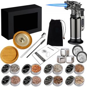 Ulteronixshop-Kit Fumoir Whisky - Fumoirs Cocktails avec Copeaux de Bois de Fumage Naturels 8 Saveurs, Pierres &agrave; Whisky - Accessoires Bar pour Bourbon Boissons Fromage Cadeau Homme P&egrave;re Petit Ami - Neuf