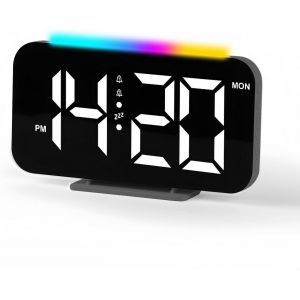 KAL-Réveil Numérique Led Avec Nuit Lumière Snooze, 2 Alarme Led Chevet Horloge Digitale De Table, Alimenté Par Usb Horloge De Bureau Numérique, 12/24H Réveil Électronique Pour Maison Chambre (Noir) - Neuf
