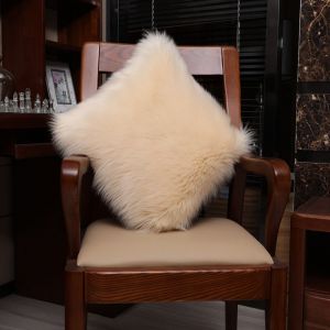 Housse De Coussin 45 X 45 Cm, Taie D'oreiller En Cuir Et Fourrure De Mouton, Fausse Fourrure - Neuf