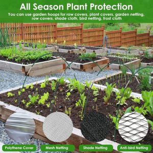 ASFASFq-Lot de 36 cerceaux de jardin pour tunnel en filet - 43,2 cm - Arceaux flexibles en fibre de verre avec connecteurs et clips - Cadre de cloche de jardin à faire soi-même pour la protection des - Neuf