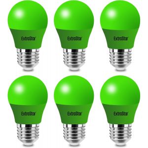 SJZG-Ampoule Led Couleur E27 4W &Eacute;quivalente 40W Ac 220V-240V, Ampoules Guirlande Couleur Led G45, Orange Rouge Jaune Bleu Vert Pour Lumi&egrave;res De No&euml;l De Patio Ext&eacute;rieur (Vert, Lot De 6) - Neuf