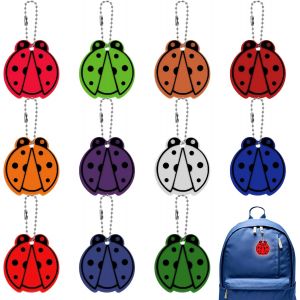 Acdsgd-Lot De 12 Pendentifs R&eacute;flecteurs De S&eacute;curit&eacute;, Coccinelle, Bandes R&eacute;fl&eacute;chissantes Pour Enfant, Pour V&eacute;lo, Porte-Cl&eacute;s, Pour Cartable, V&ecirc;tements, Sac &Agrave; Dos, V&eacute;lo - Neuf