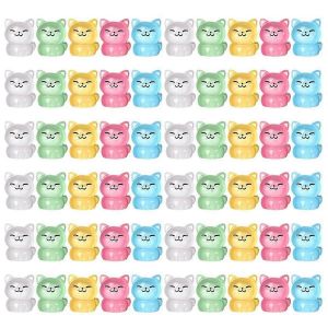 60 Pcs Lumineux Miniature Chat Figurines R&eacute;sine Mignon Petit Chat Figures Glow Dans Le Noir Mini R&eacute;sine Un - Neuf