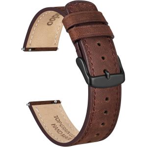 Kal-Bracelets De Montre En Cuir De Cheval Fou Pour Hommes Femmes, Bande De Remplacement Vintage À Dégagement Rapide De 18 Mm 20 Mm 22 Mm Avec Acier Inoxydable - Neuf