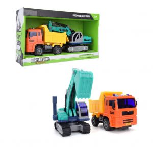 Camion-benne et excavatrice, kit de construction electrique pour enfants. Camion-benne et excavatrice. - Neuf
