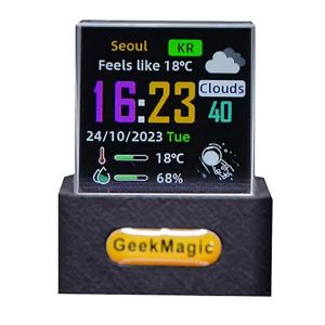 GeekMagic Crystal Cube Affichage photo holographique Station meteo intelligente Horloge numerique avec GI - Neuf