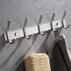 Mural porte Manteau 5 Crochets salle de Bain Serviette Rack SUS304 d'Acier Inoxydable Brossé Crochet Mural - Neuf