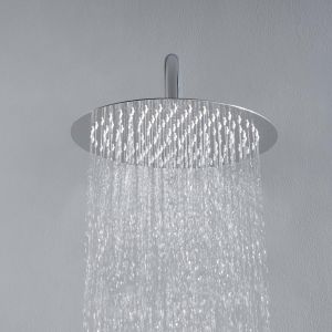 CAP-Tête de Douche Pluie avec Buse en Silicone, Anti-Calcaire, Pommeau de Douche en Acier Inoxydable 304 pour Salle de bain (Rond D25cm) - Neuf