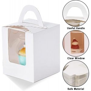 Lot De 20 Boîtes À Cupcakes Individuelles Blanches Avec Fenêtre Et Inserts, 70 Autocollants Pour Cupcakes, Desserts, Pâtisseries, Biscuits, Petits Gâteaux, Bonbons, Tartes Et Cadeaux - Neuf