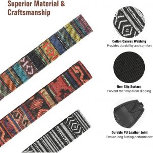 SUBZONAL-Sangle pour Cam&eacute;ra, Ceinture de Cou en Toile de Coton Tress&eacute;e avec Bandouli&egrave;re R&eacute;glable pour Tous Les Appareils Photo Num&eacute;riques DSLR Canon, Fuji, Nikon, Olympus, Pentax, Sony - Noir & Blanc - Neuf