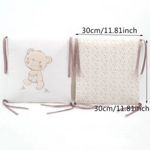 Tour De Lit B&eacute;b&eacute; Ensemble 6 Pi&egrave;ces - Coussin Anti-Choc Coton Beige - Neuf