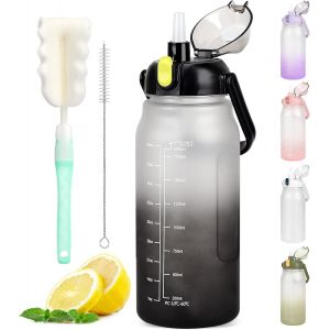 Gourde Grande Bouteille D'eau De 2l Avec Marqueur De Temps Et Paille - Restez Hydraté Avec Notre Grande Bouteille D'eau - Neuf