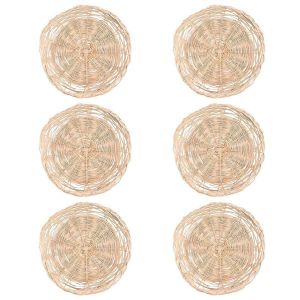 6pcs Support D'assiette En Papier De Bambou - Porte-Assiette Tissé Rond De 10 Pouces,Porte-Assiettes En Papier Réutilisables Pour - Neuf