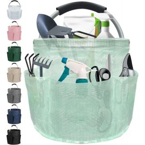 17L Panier &agrave; Provisions Pliable,Sac de Plage avec Poign&eacute;e et 6 Poches,Sac &agrave; Outils Portable en R&eacute;sine PVC,Panier Rangement Multifonctionnel pour la Douche,le Nettoyage,Vert - Neuf