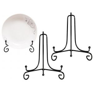Lot de 2 chevalets de pr&eacute;sentation en fer de 25 cm pour assiettes et cadres - Neuf