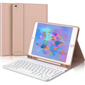 Coque Clavier pour iPad 9.7, iPad 6eme/5eme Generation 2018/2017, Air 2/1, AZERTY Clavier Bluetooth D&iquest;&iquest;tachable Magn&iquest;&iquest;tique, Rose - Neuf