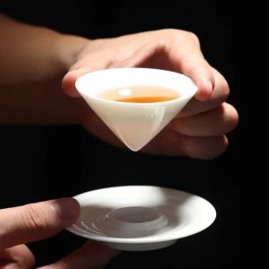 (Ensemble De 2 Pièces A) Tasse À Chapeau Tasse À Thé En Porcelaine De Jade De Mouton Tasse À Thé Croquis Tasse De Maître Service À Thé Kung Fu En Céramique Tasse De Gratitude En Porcelaine Blanche E - Neuf
