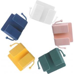 6 pcs support de téléphone mural multifonction mur autocollant à côté de l'organisateur Rack de rangement ABS Boîte de rangement avec crochets pour lit,charge à distance Pho - Neuf