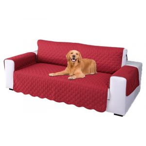 Housse De Canap&eacute; Matelass&eacute;e 2 Places Rouge &iquest; Protection Pour Meubles Contre Les Animaux Et Les D&eacute;versements - Neuf