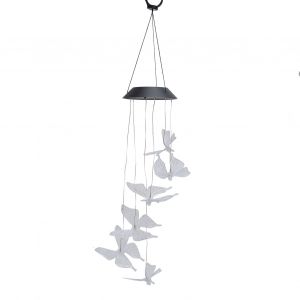Hjlian Lampe Solaire Led En Forme De Papillon, Carillon Eolien, Eclairage Decoratif D'exterieur, Etanche, Ideal Pour Un Jardin Ou Une Pelouse - Neuf