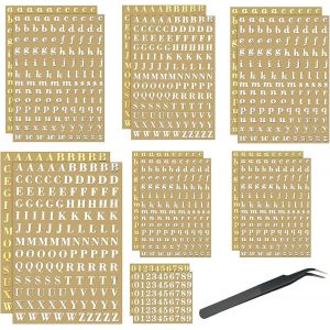 14 Pcs Lettres Autocollantes, Alphabet Autocollant Or Numéro Autocollant, Mini Métal Autocollants Lettre Alphabetique Pour Lartisanat En Résine Epoxy, Les Fournitures De Scrapbooking Tu - Neuf
