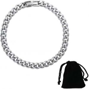 Eryi-Homme Gourmette Chaîne Bracelet En Acier Inoxydable, Bracelets Gourmette Homme, Bracelet Homme, Chaîne Grosse Maille Bracelet Largeur 10mm Longueur 21cm Idée Cadeau Pour Mari Petit Ami Père - Neuf