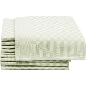 Moiuy-Lot De 10 Torchons En Coton De 46x70 Cm - Super Absorbants Et Robustes - Lavables Jusqu'à 60°C - À Carreaux Verts - Qualité Gastronomique - Certifiés Oeko Tex® - Neuf